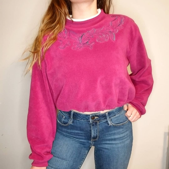 ALLISON DALEY pink crop top sweater crewneck M - Picture 1 of 6